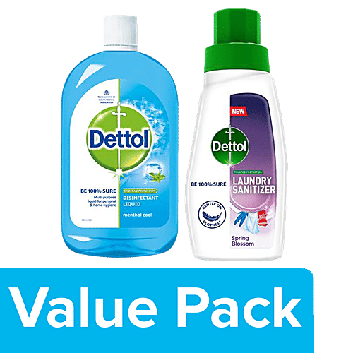 Dettol Menthol Cool 500 ml + Laundry San-Spring Blossom 480 ml, Combo 2 Items 