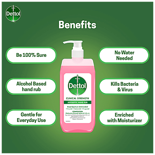 Dettol Clinical Strength Antiseptic Hand Sanitizer, 2x500 ml Multipack 
