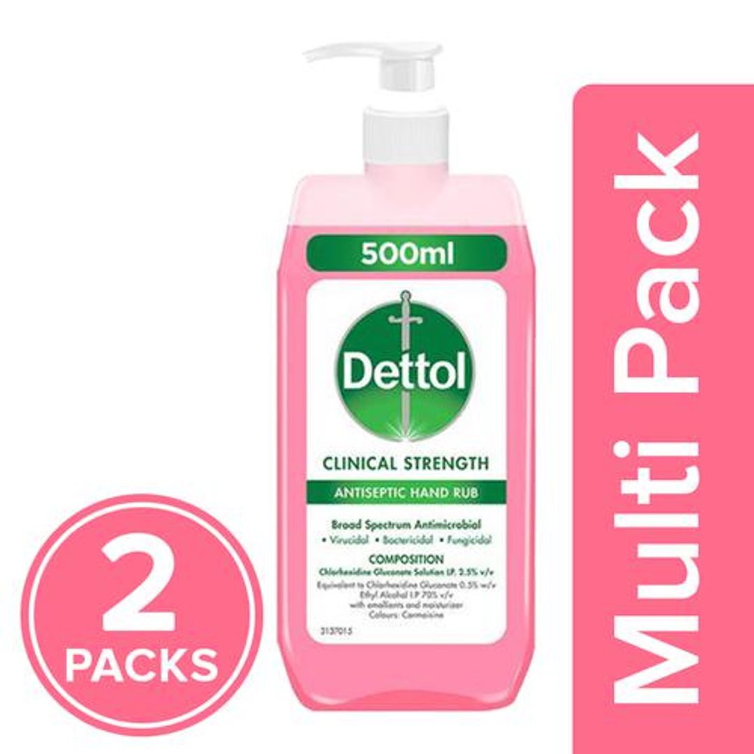 Dettol Clinical Strength Antiseptic Hand Sanitizer, 2x500 ml Multipack
