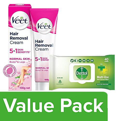 Buy bb Combo Combo Veet Hair Removal Cream, Normal + Dettol