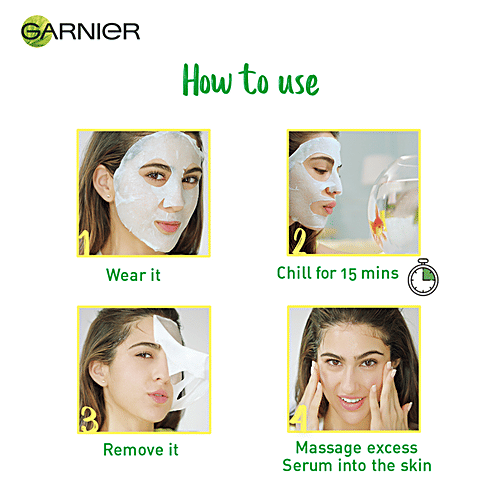 Garnier Skin Naturals - Light Complete, Face Serum Sheet Mask, Yellow, 3x32 g Multipack 