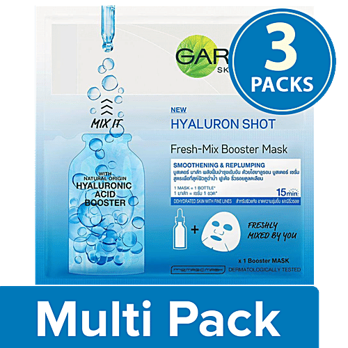 Garnier Skin Naturals Fresh Mix Vitamin C Booster Face Serum Sheet Mask - Blue, 3x33 g Multipack 