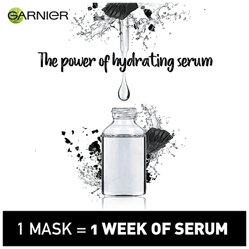 Garnier Skin Naturals Charcoal  Face Serum Sheet Mask - Black, 3x28 g Multipack 