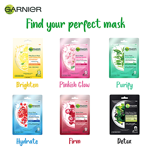 Garnier Skin Naturals Charcoal  Face Serum Sheet Mask - Black, 3x28 g Multipack 