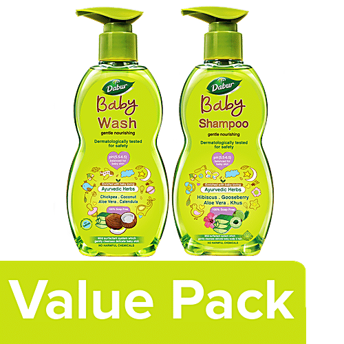 Buy Dabur Baby Wash 500ml + Baby Shampoo 500ml (No Harmful Chemicals