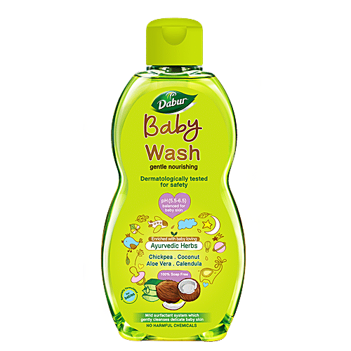 Dabur Baby Wash 200ml+Baby Massage Oil 500ml(No Harmful Chemicals & Tear Free Formula), Combo 2 Items 