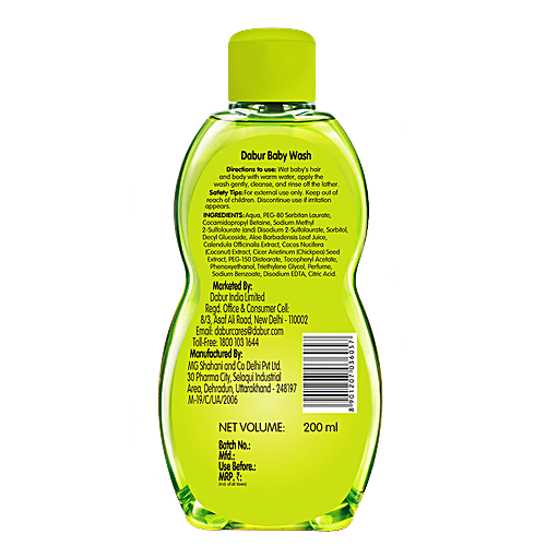 Dabur Baby Wash 200ml+Baby Massage Oil 500ml(No Harmful Chemicals & Tear Free Formula), Combo 2 Items 