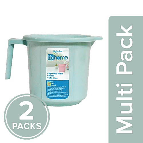 BB Home Popular Plastic Bathing Mug - Blue, 2 x 1.5 L Multipack 