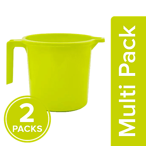 BB Home Premium Plastic Bathing Mug - Green, 2 x 1 L Multipack 