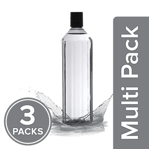 BB Home Octa Plastic Pet Water Bottle - Black, Narrow Mouth, 3 x 1 L Multipack 