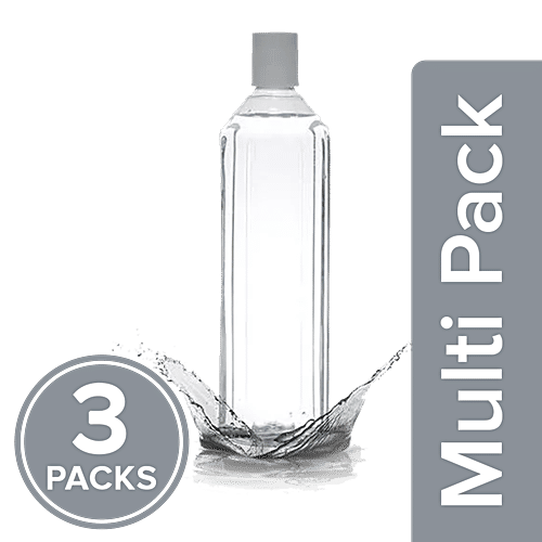 BB Home Octa Plastic Pet Water Bottle - White, Narrow Mouth, 3 x 1 L Multipack 