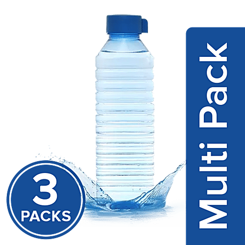 BB Home Leo Plastic Pet Water Bottle - Light Blue, Wide Mouth, 3 x 1 L Multipack 
