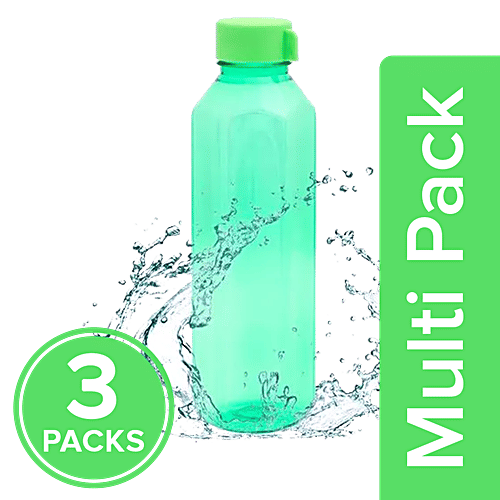 BB Home Penta Plastic Pet Water Bottle - Green, Wide Mouth, 3 x 1 L Multipack 