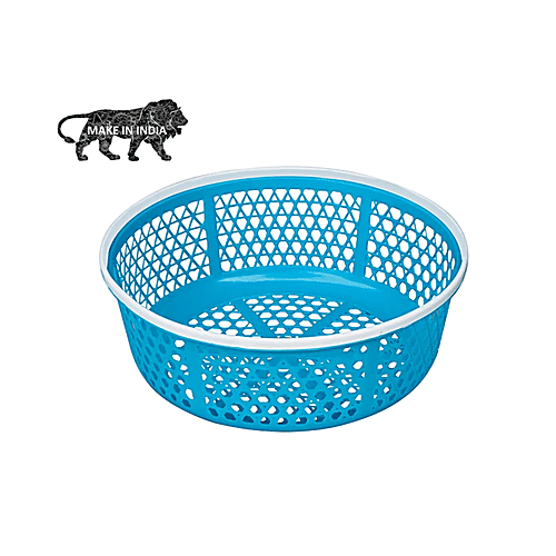 Princeware Two Tone Plastic Bowl/Fruits & Vegetable Basket - No.1, Blue, 2x2.440 L (Multipack) 