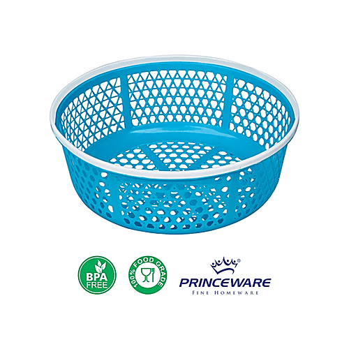 Princeware Two Tone Plastic Bowl/Fruits & Vegetable Basket - No.1, Blue, 2x2.440 L (Multipack) 