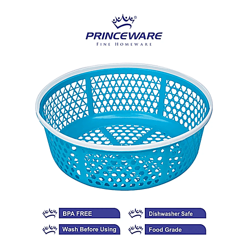 Princeware Two Tone Plastic Bowl/Fruits & Vegetable Basket - No.1, Blue, 2x2.440 L (Multipack) 