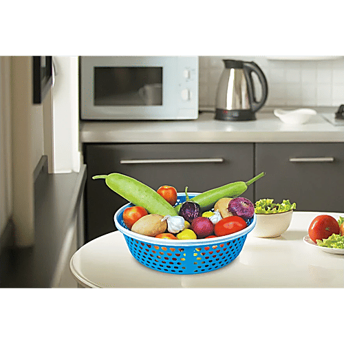 Princeware Two Tone Plastic Bowl/Fruits & Vegetable Basket - No.1, Blue, 2x2.440 L (Multipack) 