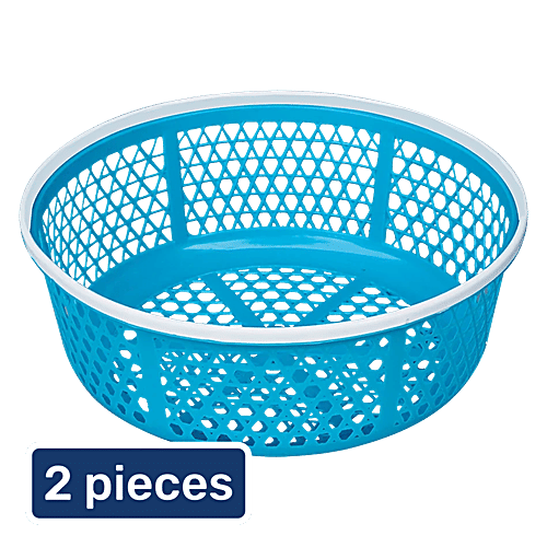 Princeware Two Tone Plastic Bowl/Fruits & Vegetable Basket - No.1, Blue, 2x2.440 L (Multipack) 