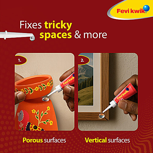Fevikwik Gel - Non-Drip Formula, No Mess, 2 x 3 g Multipack Gel One Drop Instant Adhesive, Non-Drip, For Metal, Rubber, Leather, Wood Plastic