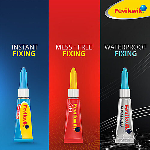 Fevikwik Gel - Non-Drip Formula, No Mess, 2 x 3 g Multipack Gel One Drop Instant Adhesive, Non-Drip, For Metal, Rubber, Leather, Wood Plastic