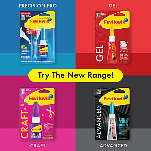 Fevikwik Gel - Non-Drip Formula, No Mess, 2 x 3 g Multipack Gel One Drop Instant Adhesive, Non-Drip, For Metal, Rubber, Leather, Wood Plastic