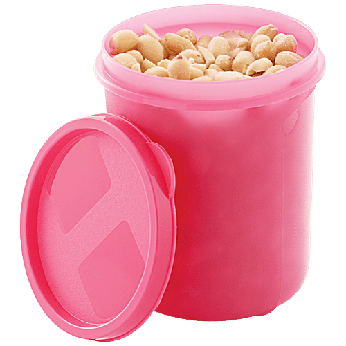 Mastercook Premium Round Plastic Container With Lid - Pink, 2 x 700 ml Multipack 