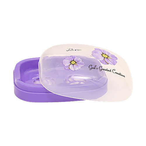 Aaniya Plastic Soap Case - Transparent, Assorted Colour, 2 x 1 pc Multipack 
