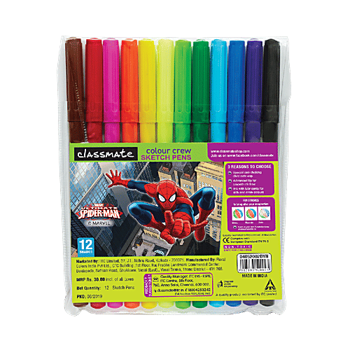 Classmate Sketch Pens - Assorted Colour, 2 x 12 pcs Multipack 
