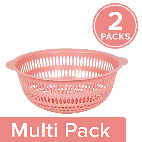 Polyset Fruty Multipurpose Plastic Basket - Medium, Assorted Colour, 2 x 2.2 L Multipack 