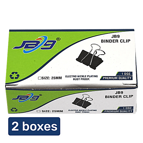 Ravi Agencies Binder Clip - 25 mm, 2 x 12 pcs Multipack 