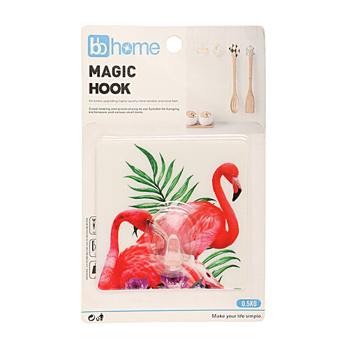 BB Home Plastic Hook/Hanger Card - Self Adhesive/Stickable, BH 049, 2 x 1 pcs Multipack 