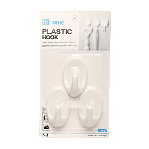 BB Home Plastic Hook/Hanger - Self Adhesive/Stickable, BH 059, 2 x 3 pcs Multipack 