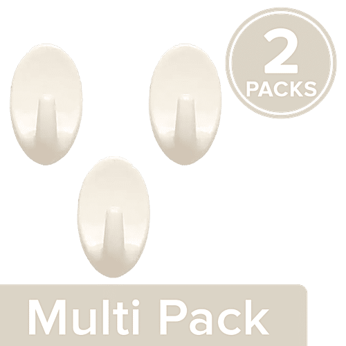 BB Home Plastic Hook/Hanger - Self Adhesive/Stickable, BH 059, 2 x 3 pcs Multipack 