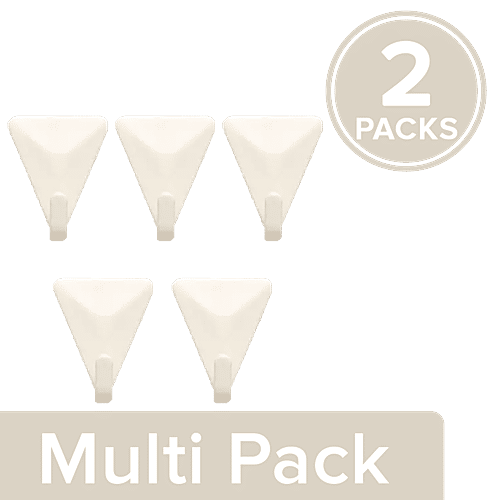 BB Home Plastic Hook/Hanger Self Adhesive/Stickable - Triangle, BH 058, 2 x 5 pcs Multipack 