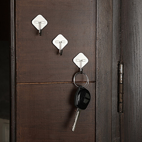 bb home Plastic & Steel Hook/Hanger - Self Adhesive/Stickable, White, 2 x 6 pcs Multipack 