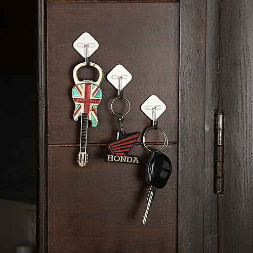 bb home Plastic & Steel Hook/Hanger - Self Adhesive/Stickable, White, 2 x 6 pcs Multipack 