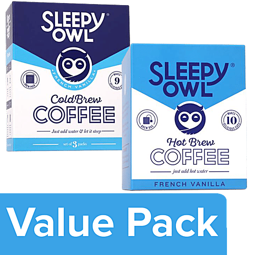 Buy Sleepy Owl French Vanilla, Cold Brew Packs 150 g (3 Bags) + Hot