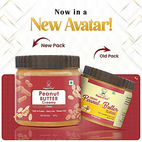 HappyChef Classic Creamy Peanut Butter, 2x340 g (Multipack)