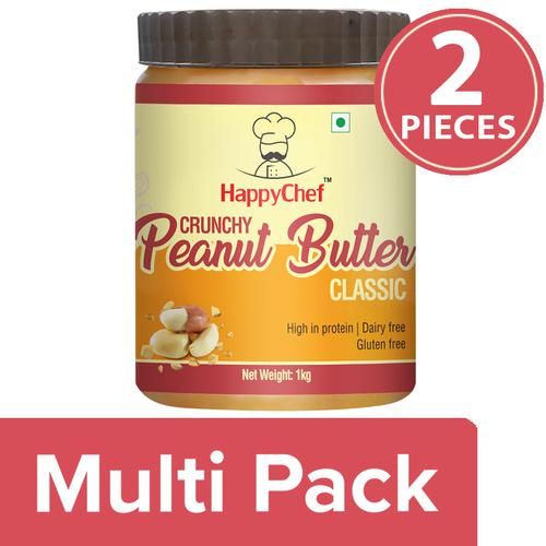 HappyChef Peanut Butter - Crunchy, 2x1 Kg Multipack 