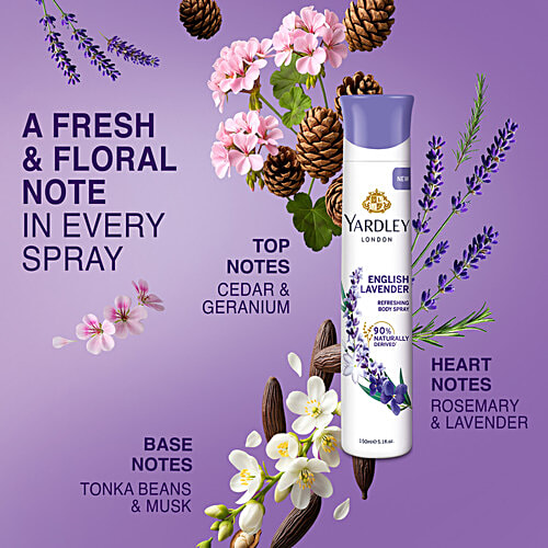 Yardley London English Lavender Deodorant - For Women, 3x150 ml (MultiPack) 