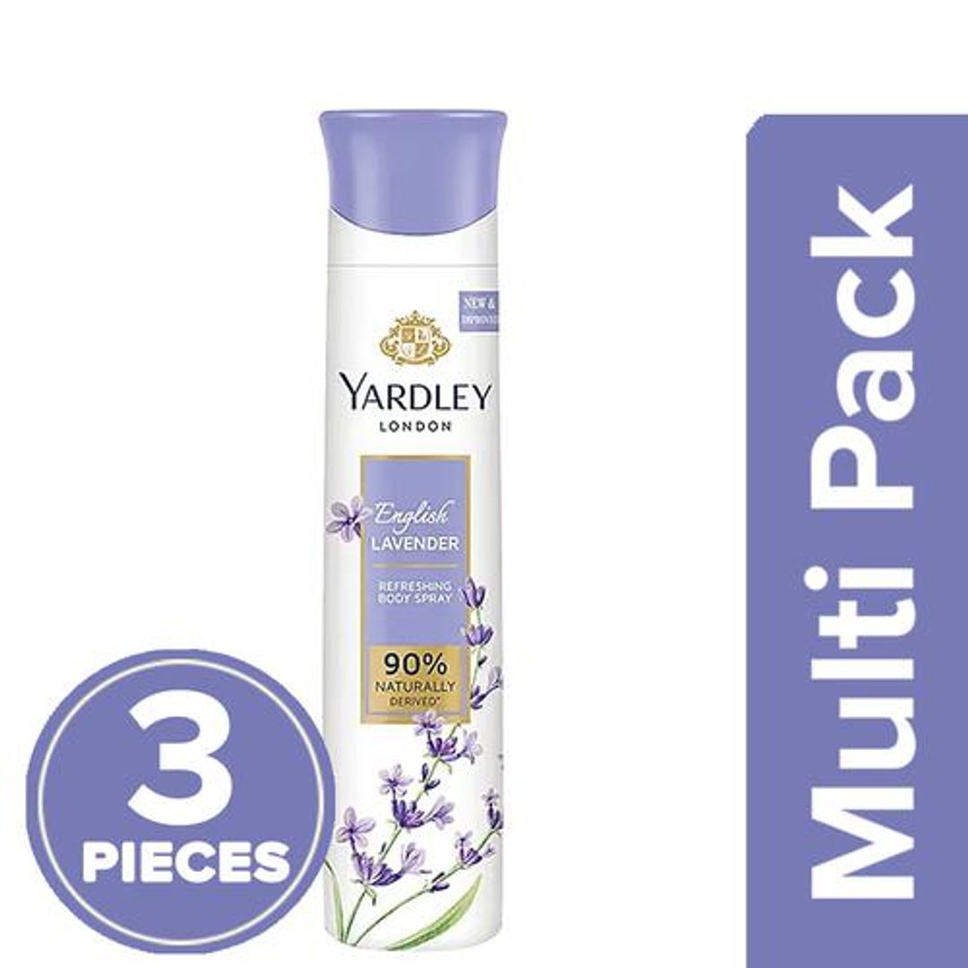 Yardley London English Lavender Deodorant - For Women, 3x150 ml (MultiPack)
