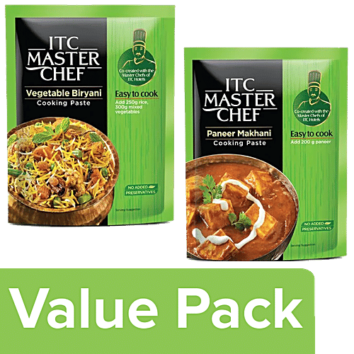 ITC Master Chef Vegetable Biryani & Paneer Makhani Ready to Eat Cooking Masala Paste Combo, 80 g, Combo 2 Items 