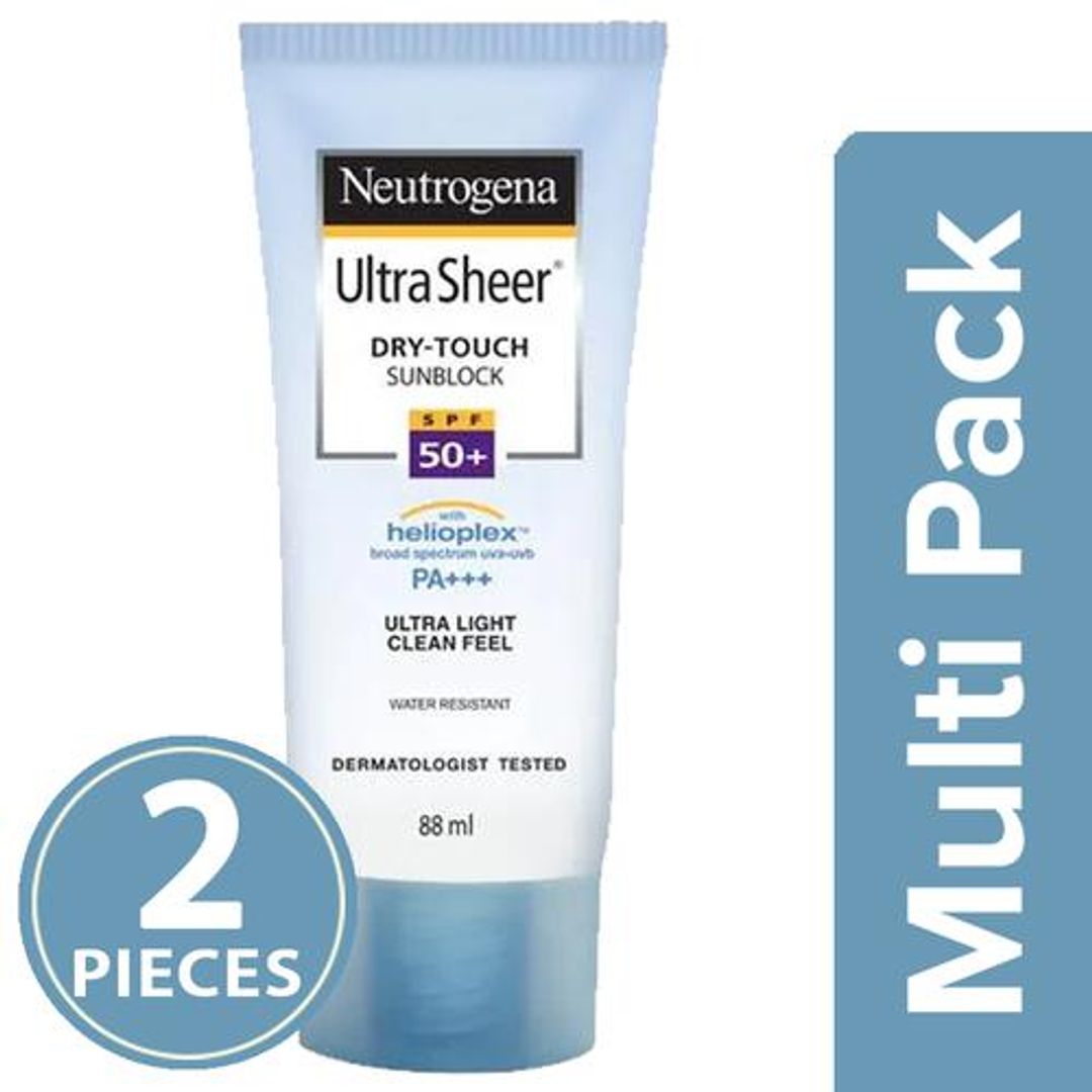 Neutrogena Sun Block - Ultra Sheer Dry Touch Sun Block, SPF 50+, 2x88 ml (Multipack)