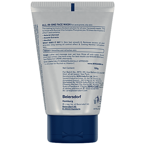 Buy NIVEA MEN AllIn1 Face Wash Charcoal Online at Best Price of Rs