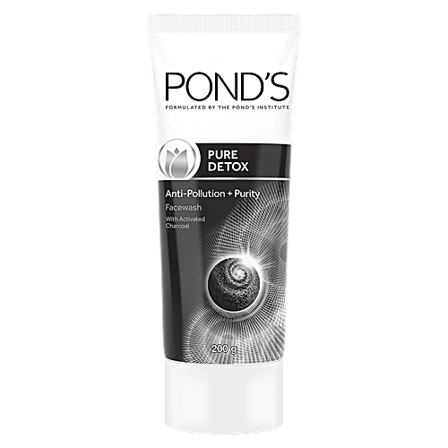 Ponds Pure Detox Face Wash  - Anti-Pollution & Purity With Activated Charcoal, 2x200 g (Multipack) 