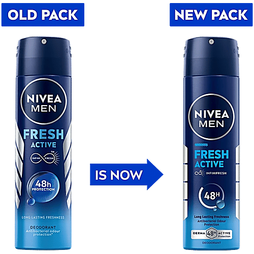 Nivea Fresh Active Men Deodorant - 48h Long lasting Freshness, 2x150 ml (Multipack) 