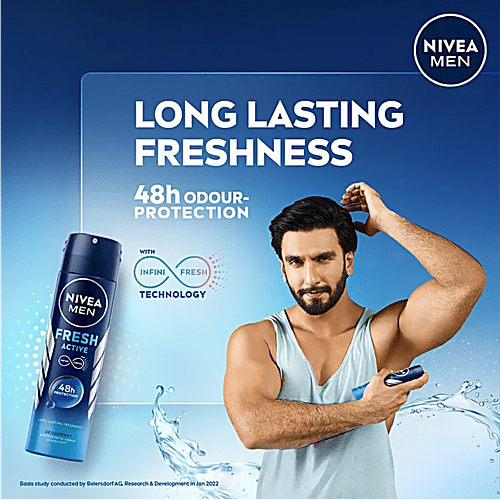 Nivea Fresh Active Men Deodorant - 48h Long lasting Freshness, 3x150 ml (Multipack) 