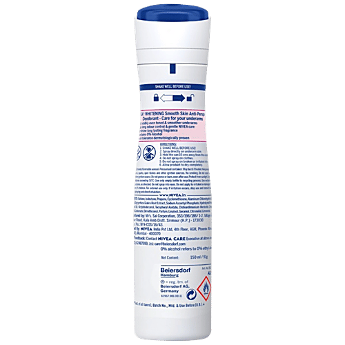Nivea Whitening Smooth Skin Women Deodorant For 48h Protection, 2x150 ml (Multipack) 