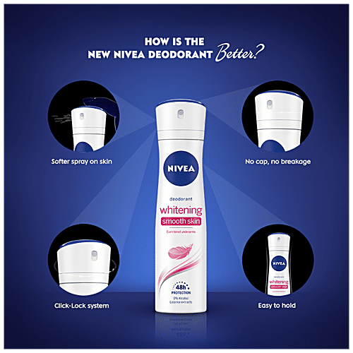 Nivea Whitening Smooth Skin Women Deodorant For 48h Protection, 2x150 ml (Multipack) 