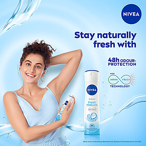 Nivea Fresh Natural Women Deodorant - Long Lasting Freshness & 48h Protection, 2x150 ml (Multipack) 